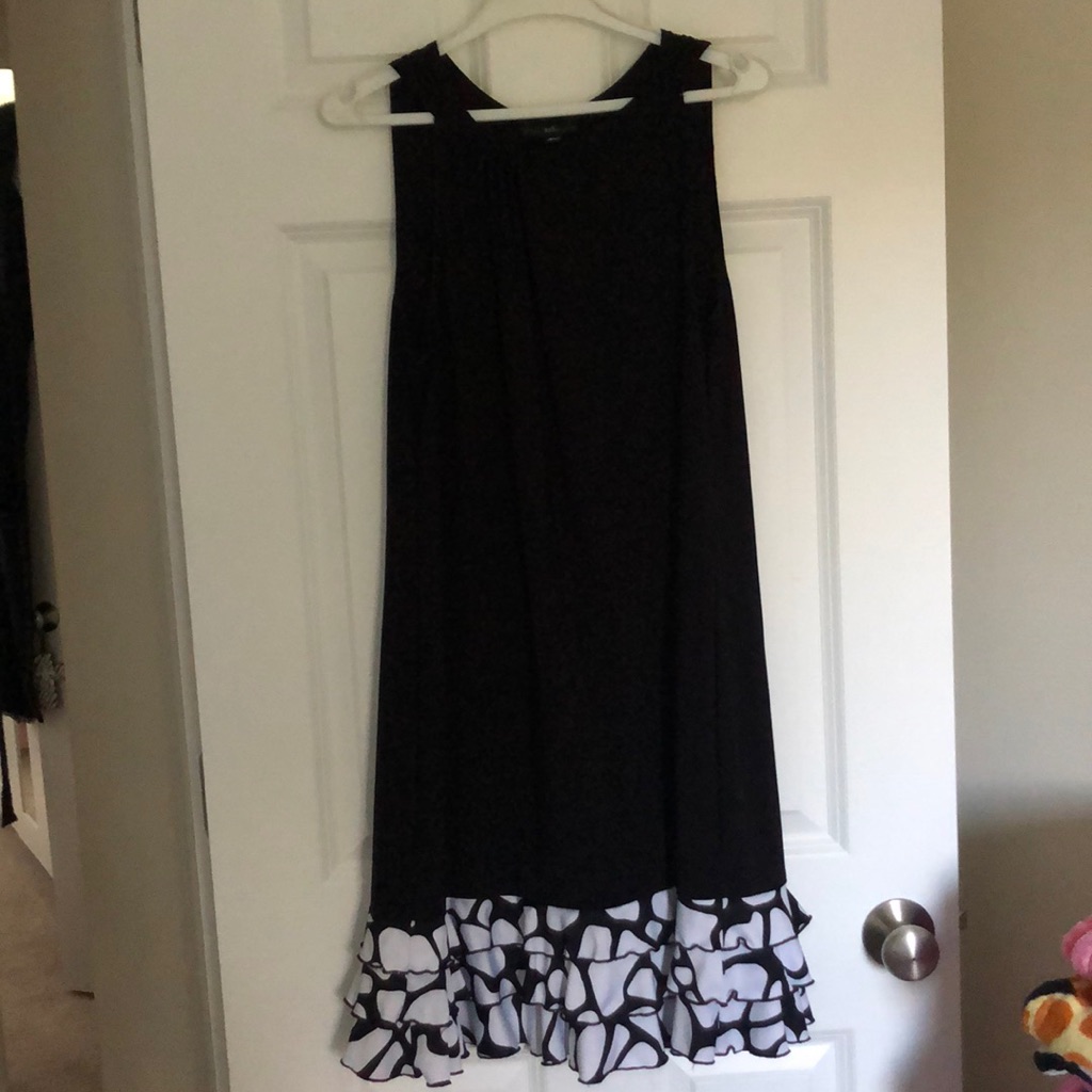 Black Tank Dress White Ruffle Trim